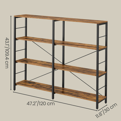 Tall Storage Rack, Industrial Style Bookcase, 4-Tier Shelving Unit for Living Room - image 3