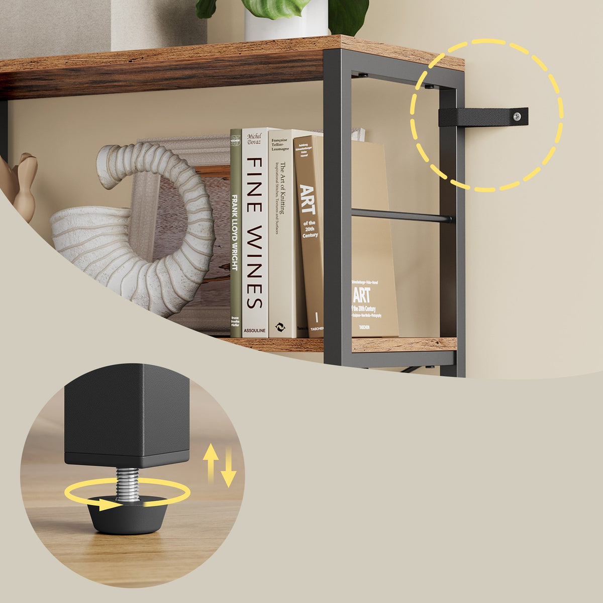 Tall Storage Rack, Industrial Style Bookcase, 4-Tier Shelving Unit for Living Room - image 6