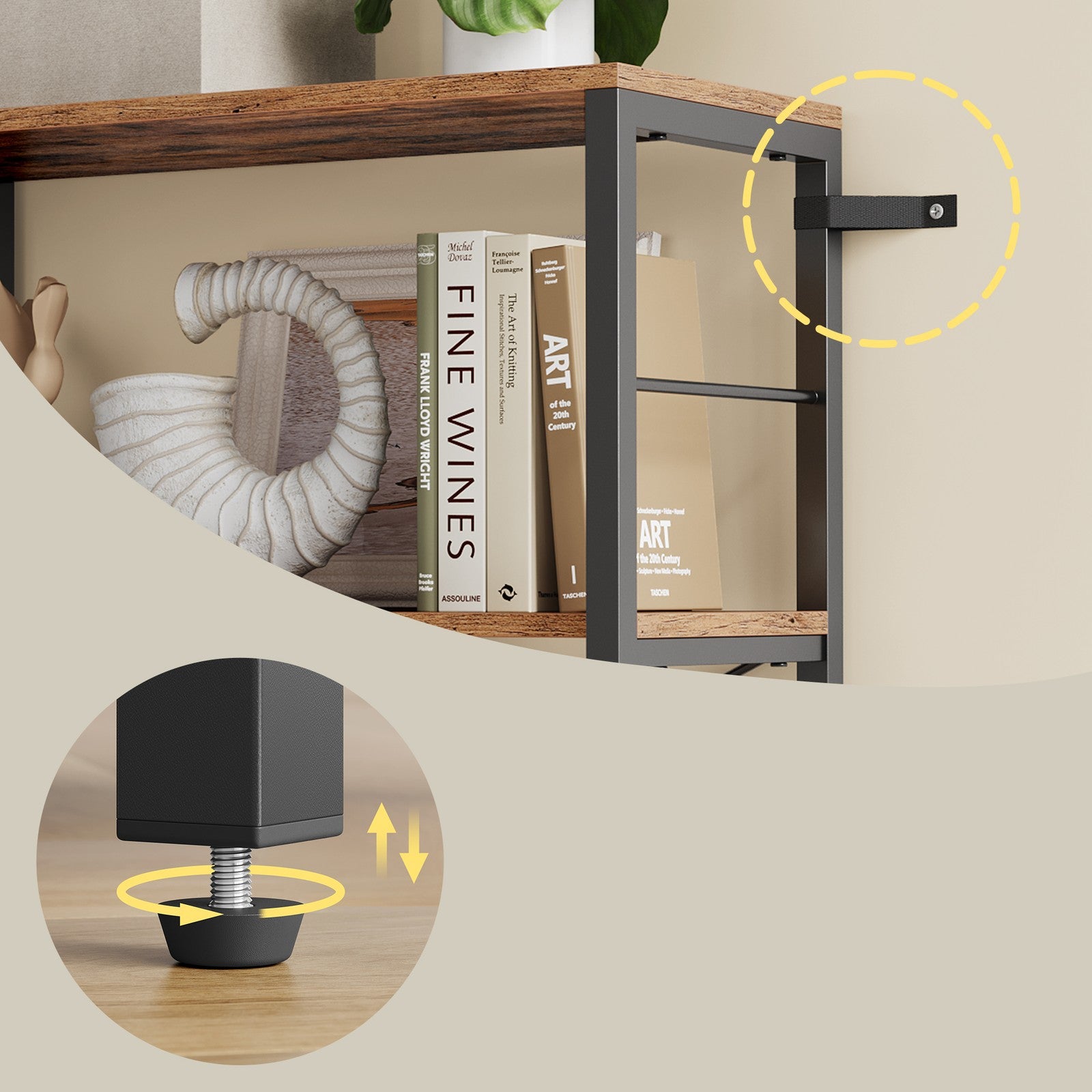 Tall Storage Rack, Industrial Style Bookcase, 4-Tier Shelving Unit for Living Room - image 6