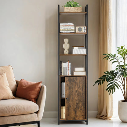 Tall Bookshelf with Door, 6-Tier Bookcase, Metal Frame - image 7