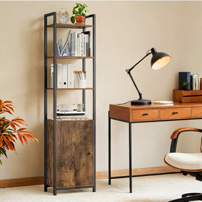 Tall Bookshelf with Door, 6-Tier Bookcase, Metal Frame - image 8