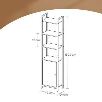 Tall Bookshelf with Door, 6-Tier Bookcase, Metal Frame - image 11