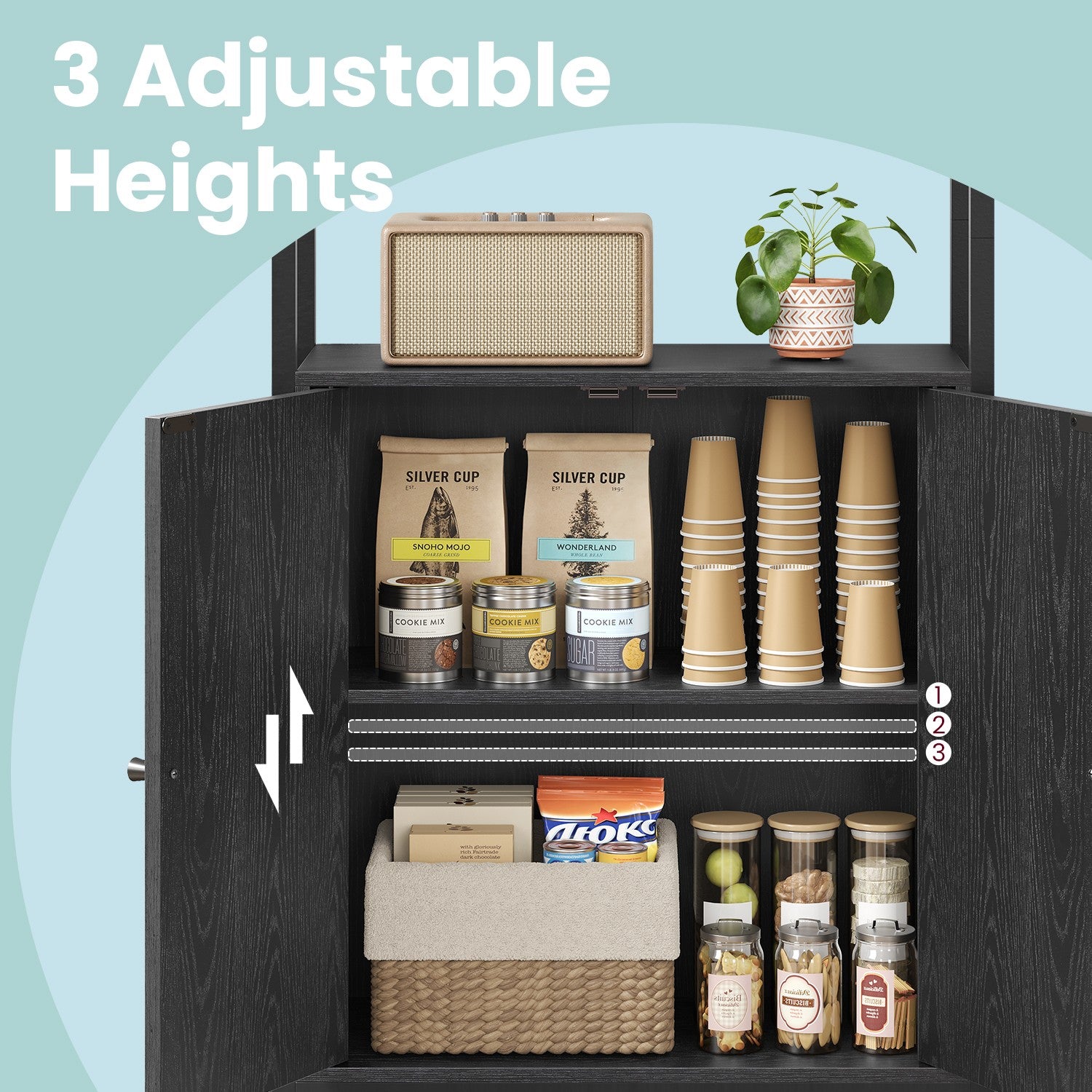 Tall Bookshelf with Door, 6-Tier Bookcase, Metal Frame - image 3