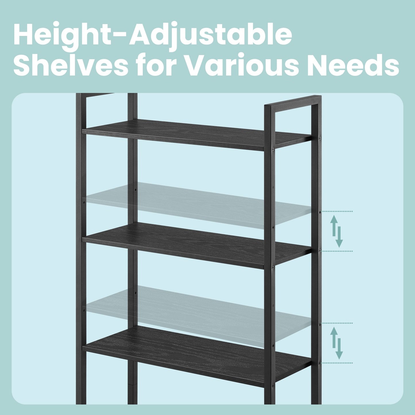 Tall Bookshelf with Door, 6-Tier Bookcase, Metal Frame - image 4