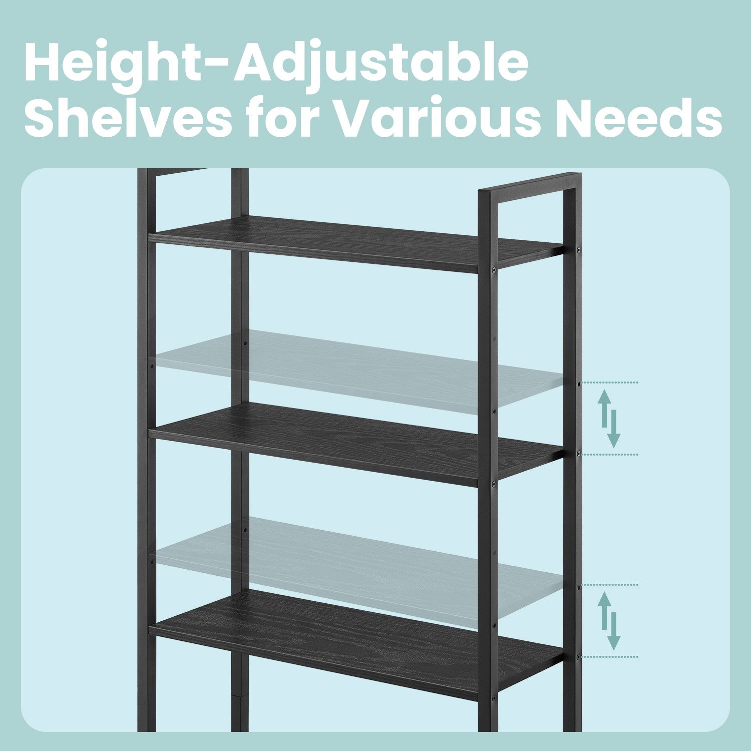 Tall Bookshelf with Door, 6-Tier Bookcase, Metal Frame - image 4