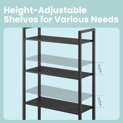 Tall Bookshelf with Door, 6-Tier Bookcase, Metal Frame - image 4