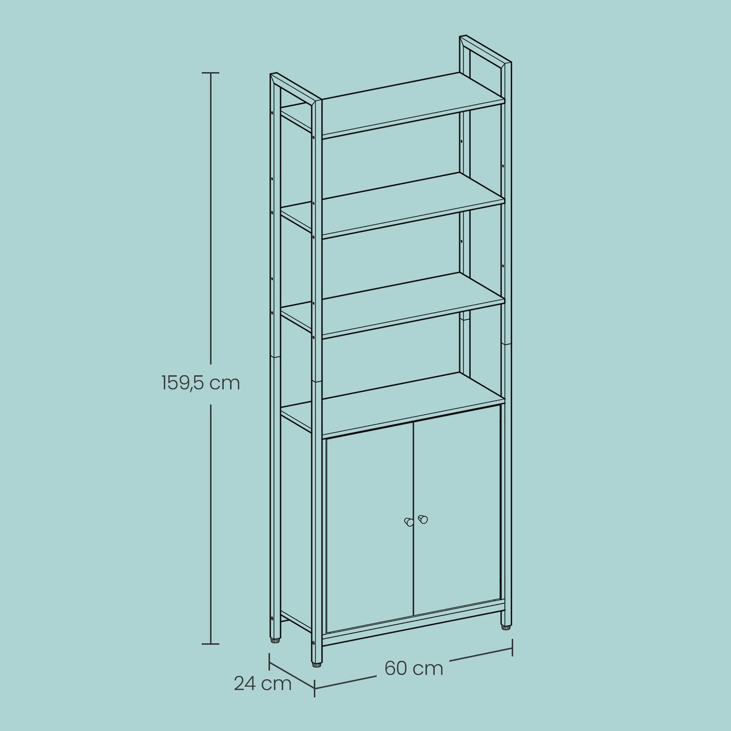 Tall Bookshelf with Door, 6-Tier Bookcase, Metal Frame - image 5