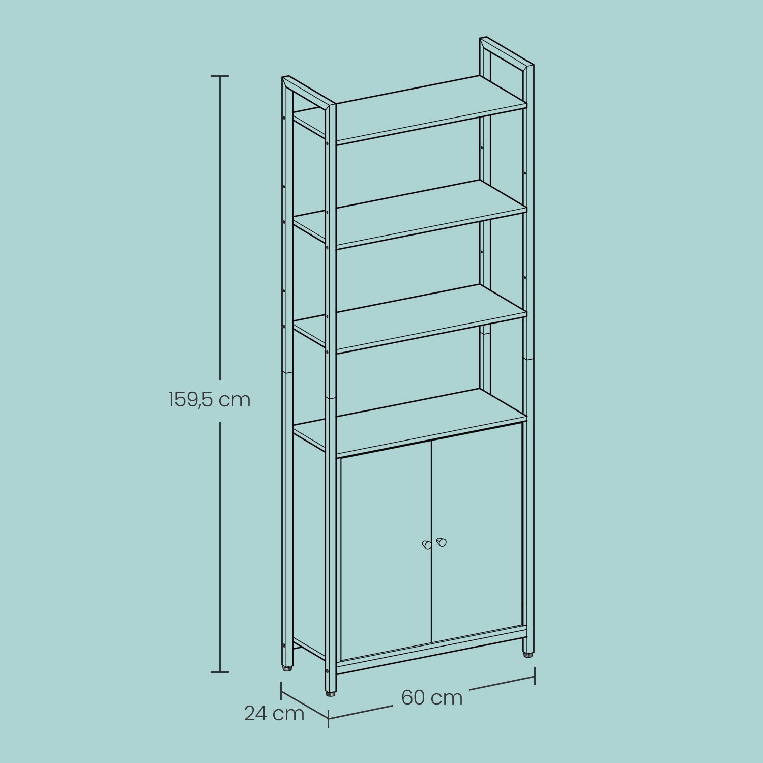 Tall Bookshelf with Door, 6-Tier Bookcase, Metal Frame - image 5