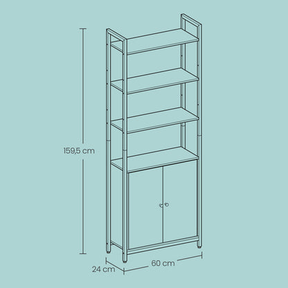 Tall Bookshelf with Door, 6-Tier Bookcase, Metal Frame - image 5