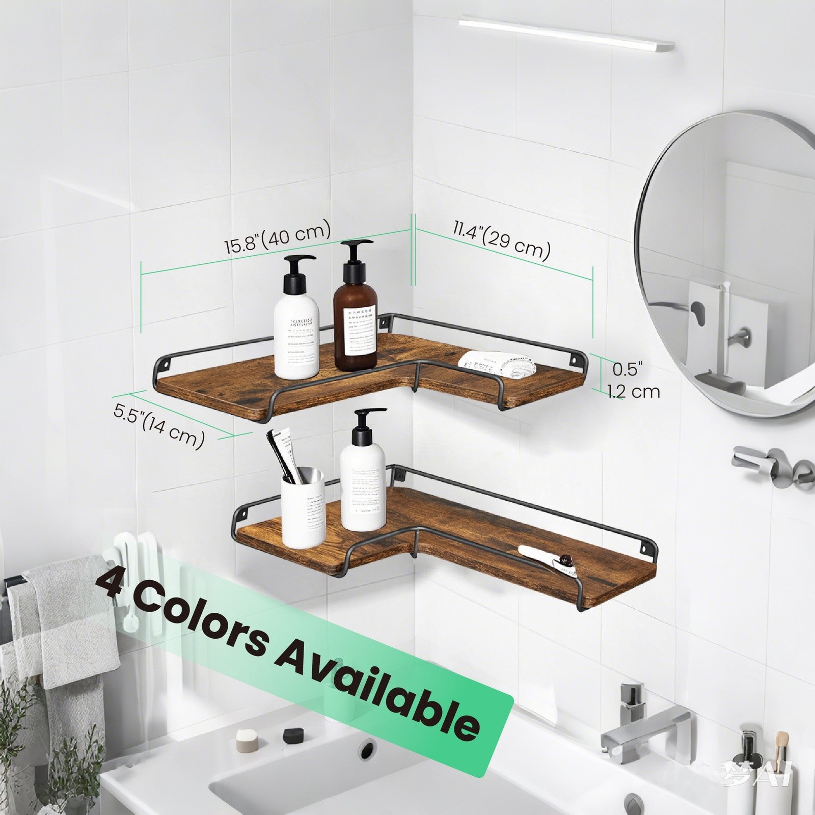 Floating Shelves, Set of 2 Corner Shelves, L-Shaped Wall Shelf - image 2