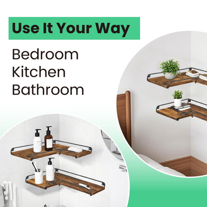 Floating Shelves, Set of 2 Corner Shelves, L-Shaped Wall Shelf - image 3