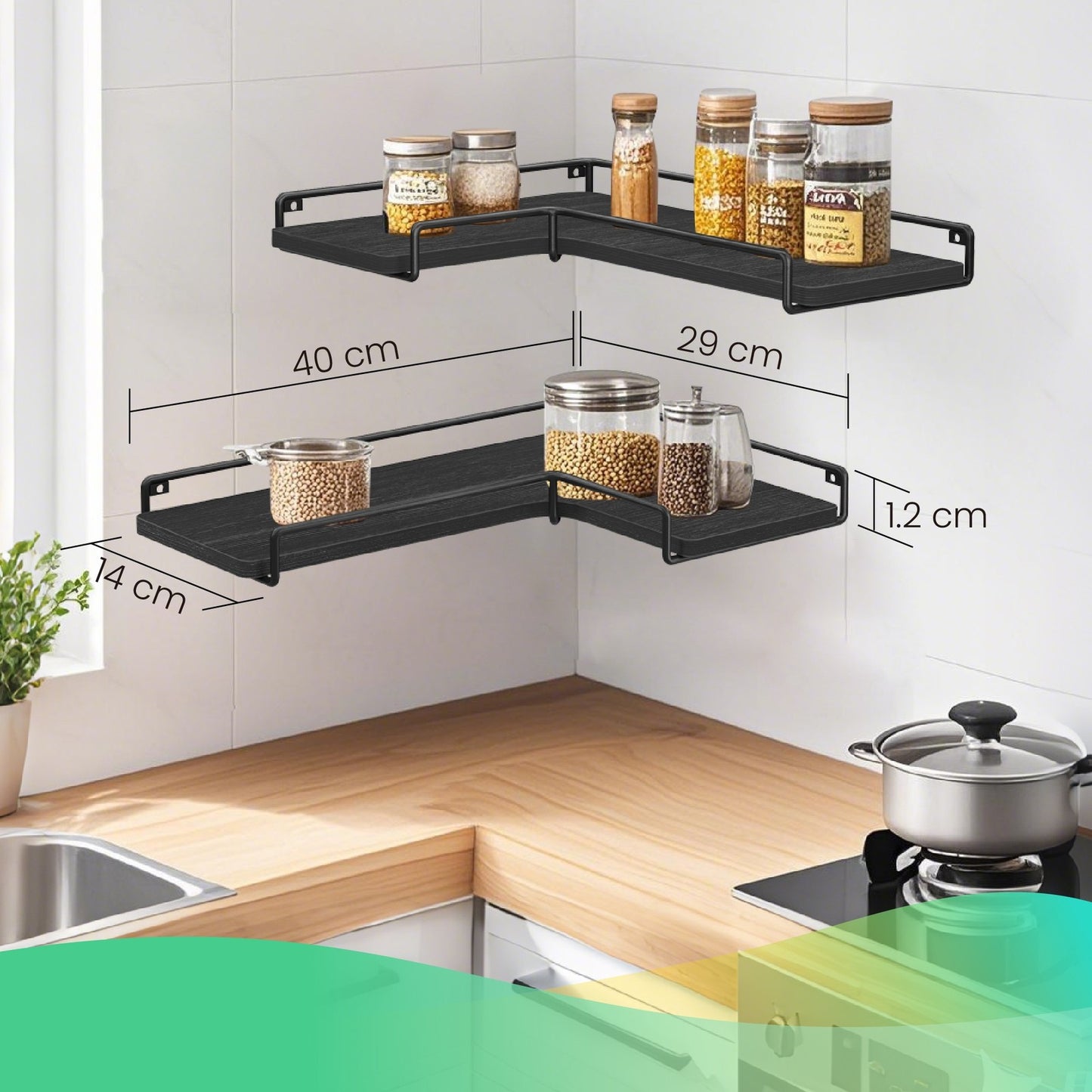 Floating Shelves, Set of 2 Corner Shelves, L-Shaped Wall Shelf - image 12