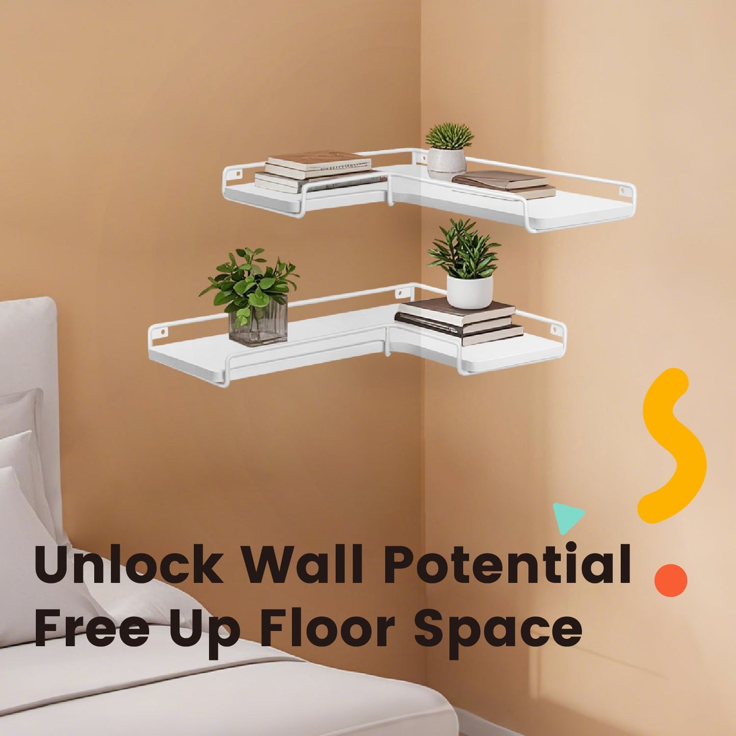 Floating Shelves, Set of 2 Corner Shelves, L-Shaped Wall Shelf - image 6