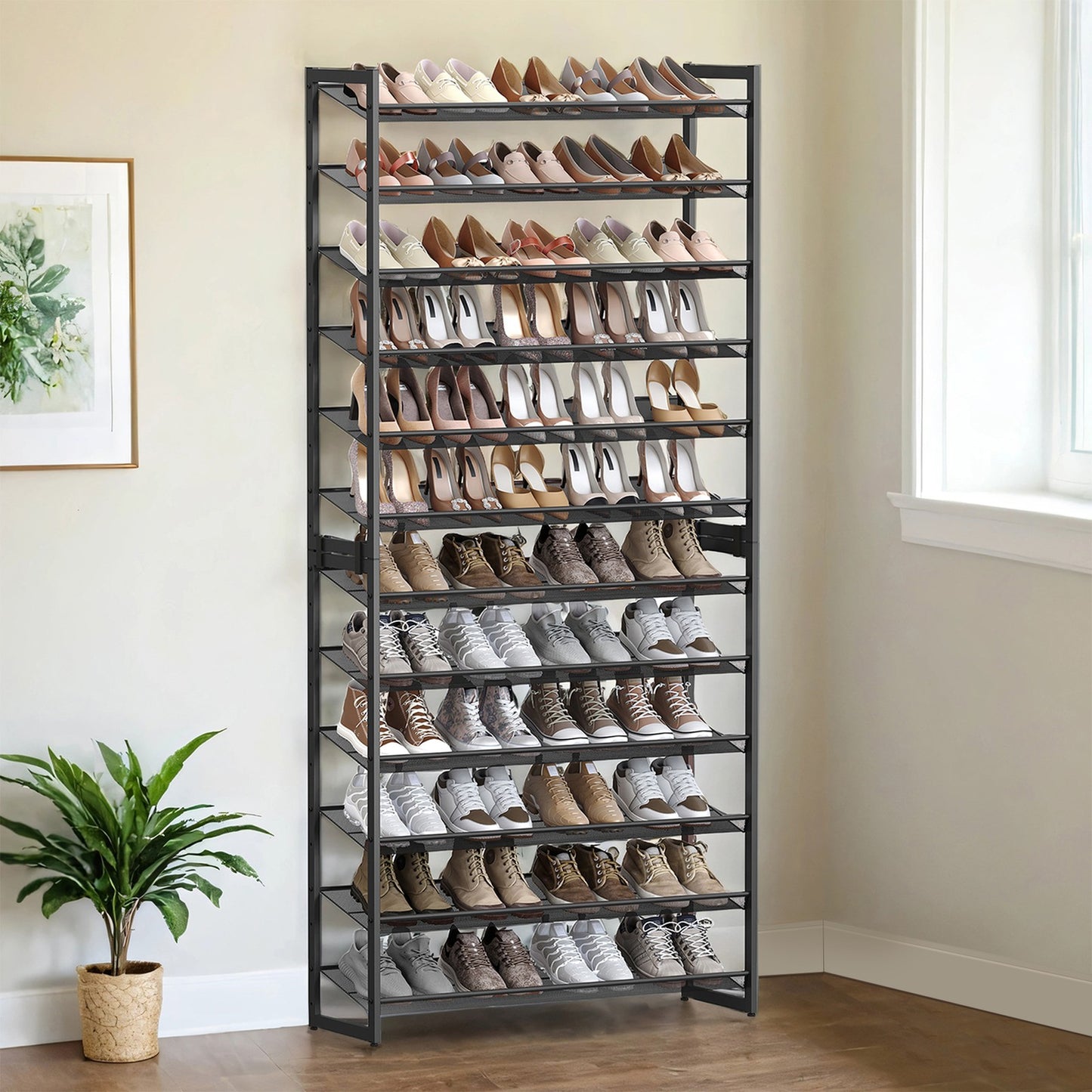 12-Tier Shoe Rack with Adjustable Shelves, for Over 48 Pairs, Black - image 4