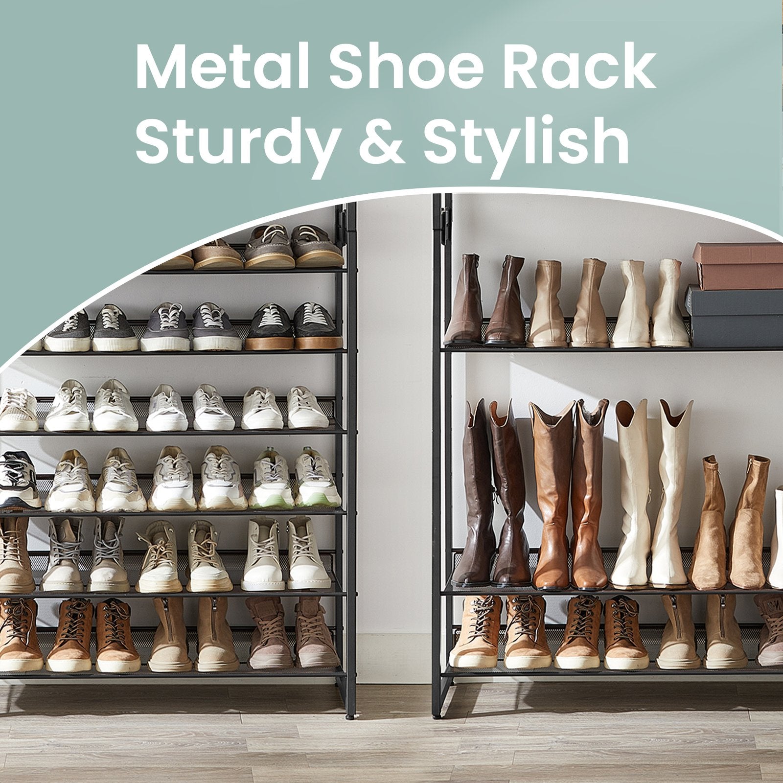 12-Tier Shoe Rack with Adjustable Shelves, for Over 48 Pairs, Black - image 7
