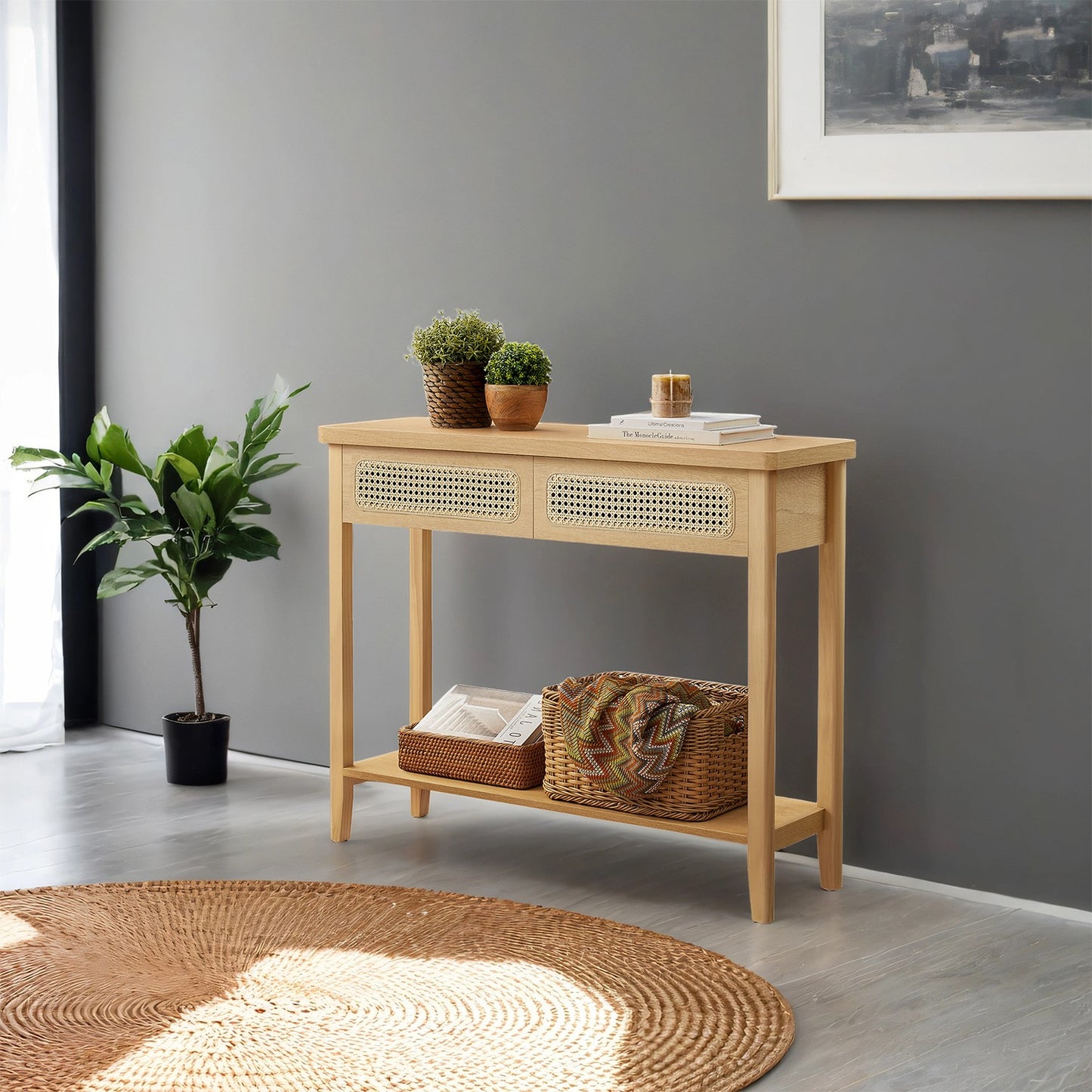 Console Table, Narrow Entryway Table, Entry Table with 2 Drawers - image 2