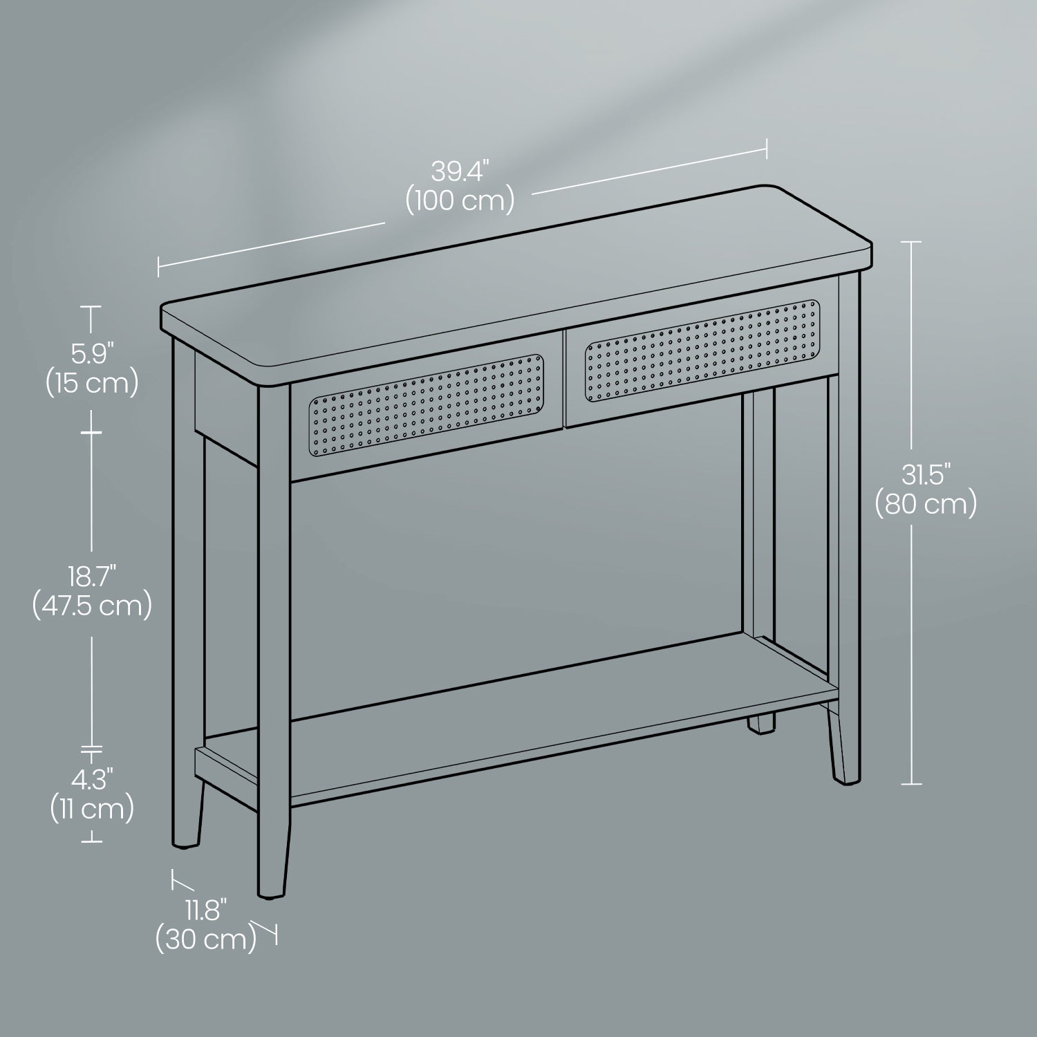 Console Table, Narrow Entryway Table, Entry Table with 2 Drawers - image 5