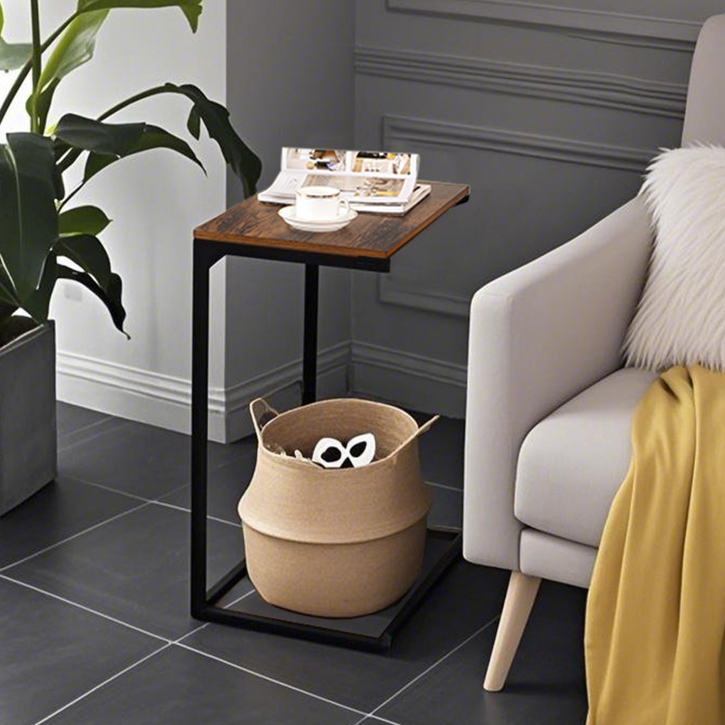 C-Shaped Side Table, Laptop End Table, Steel - image 2