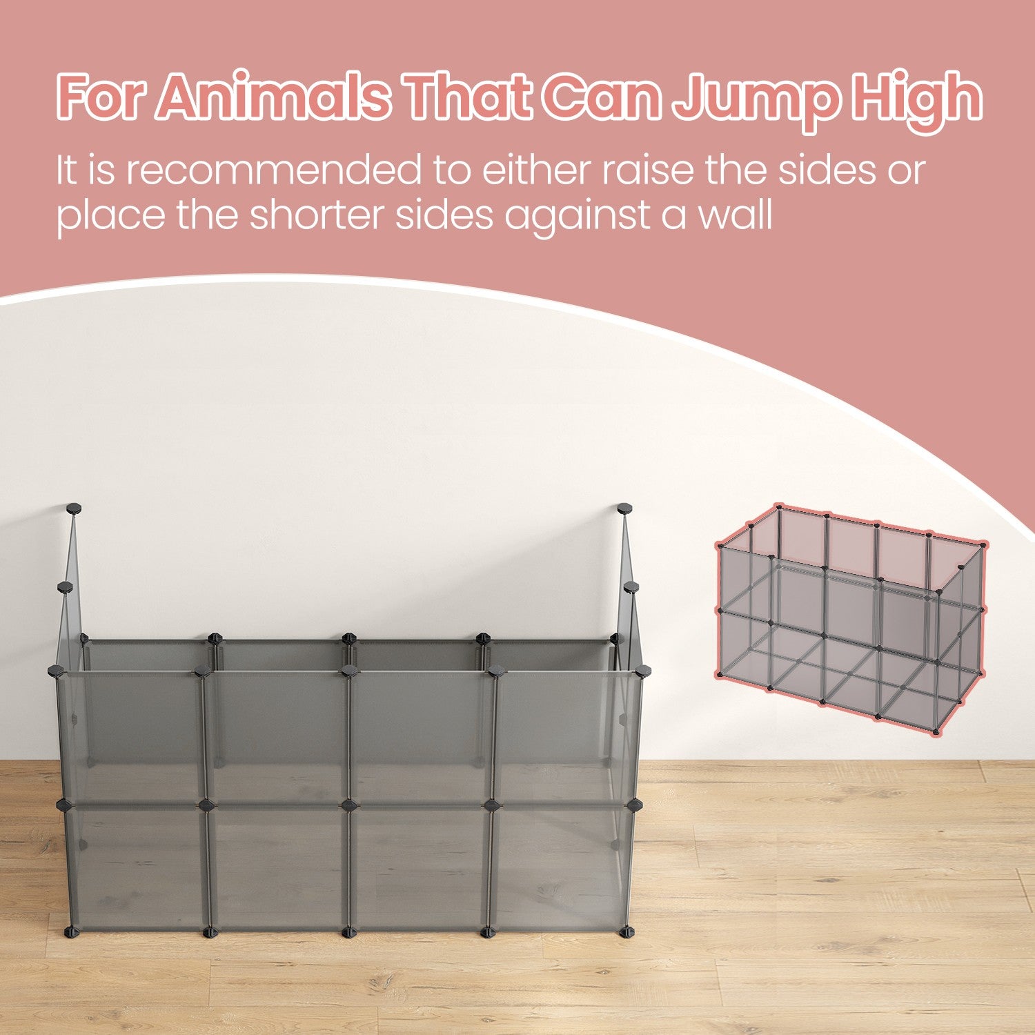 Small Animal Playpen, DIY, 143 x 73 x 46 cm, Grey - image 10