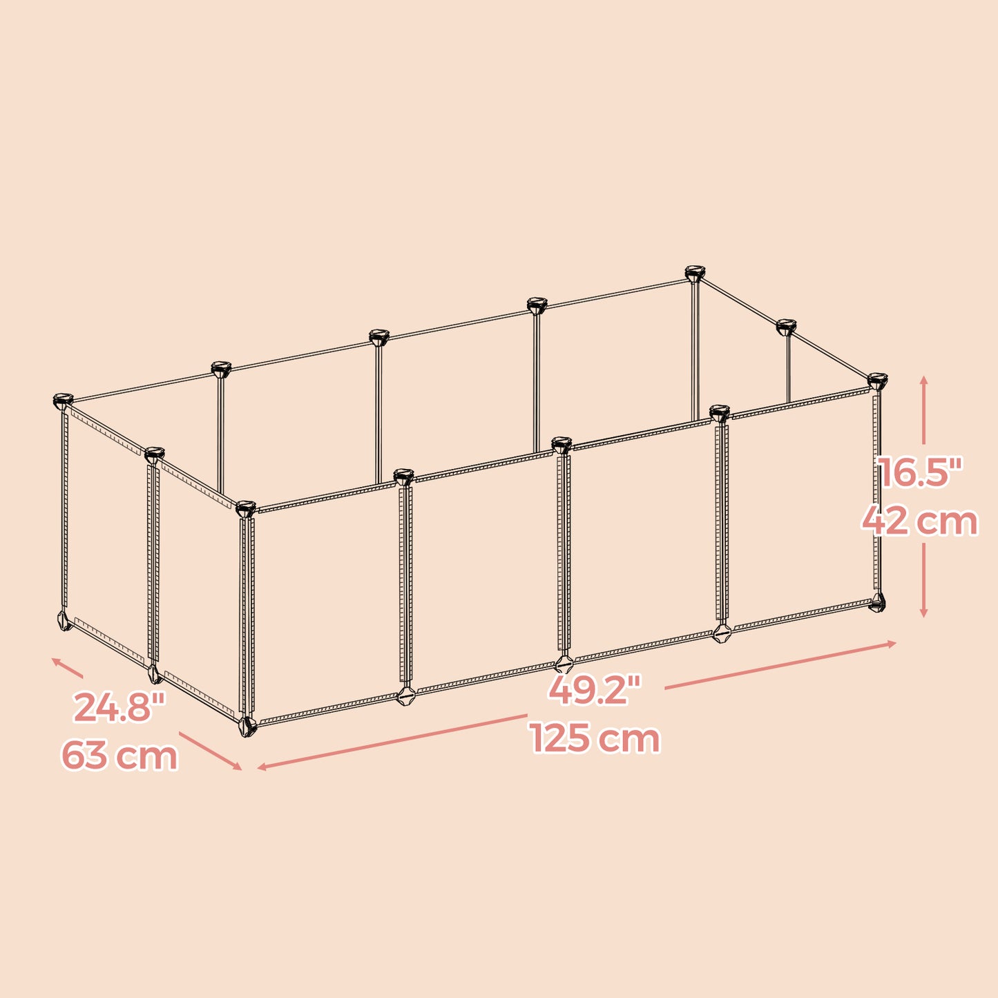 Small Animal Playpen, DIY, 143 x 73 x 46 cm, Grey - image 14