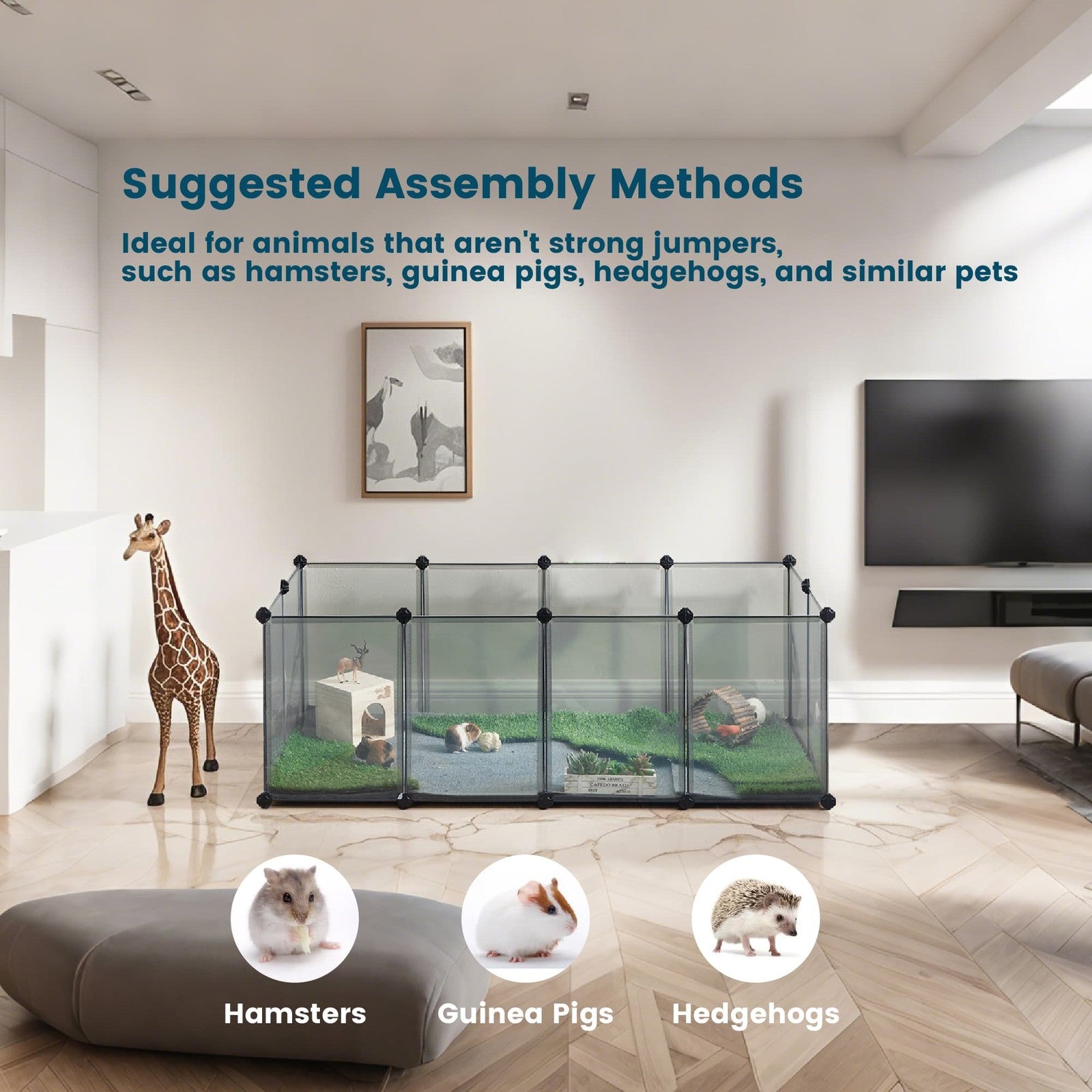 Small Animal Playpen, DIY, 143 x 73 x 46 cm, Grey - image 2
