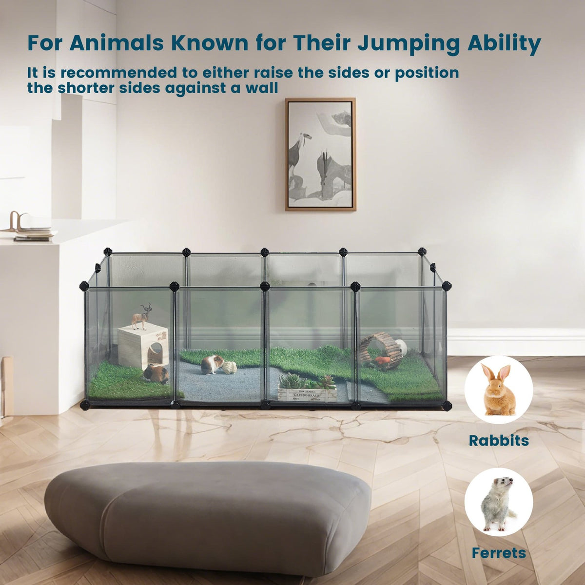 Small Animal Playpen, DIY, 143 x 73 x 46 cm, Grey - image 3