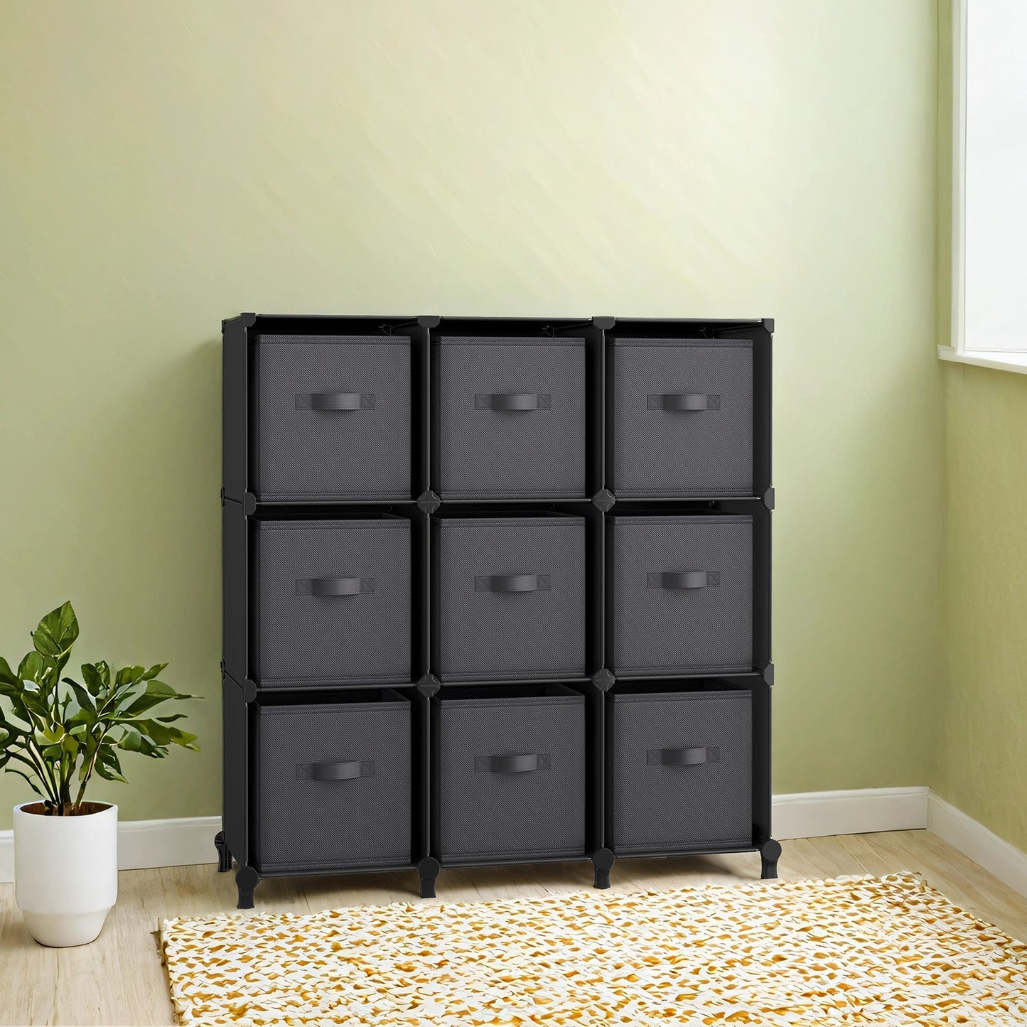 9-Cube Storage Organizer with Non-Woven Fabric Storage Boxes, Modular, Space-Saving - image 1