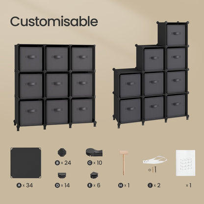 9-Cube Storage Organizer with Non-Woven Fabric Storage Boxes, Modular, Space-Saving - image 3