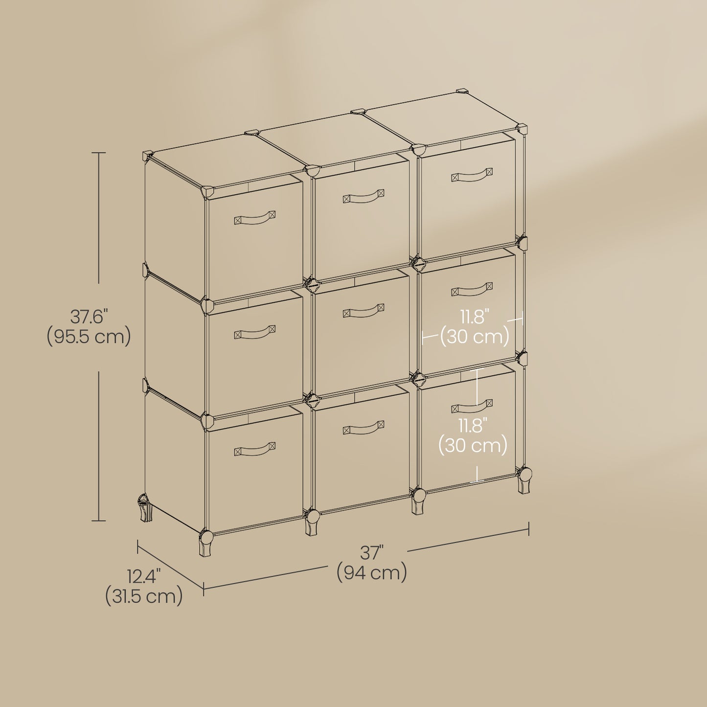 9-Cube Storage Organizer with Non-Woven Fabric Storage Boxes, Modular, Space-Saving - image 5
