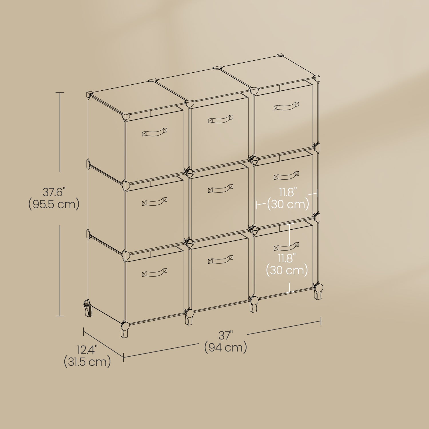 9-Cube Storage Organizer with Non-Woven Fabric Storage Boxes, Modular, Space-Saving - image 5