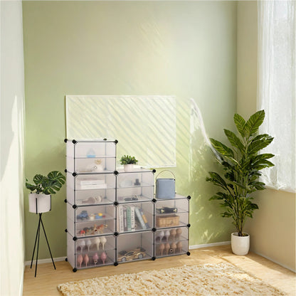 Plastic Cube Storage Organiser with Doors, Shoe Rack - image 1