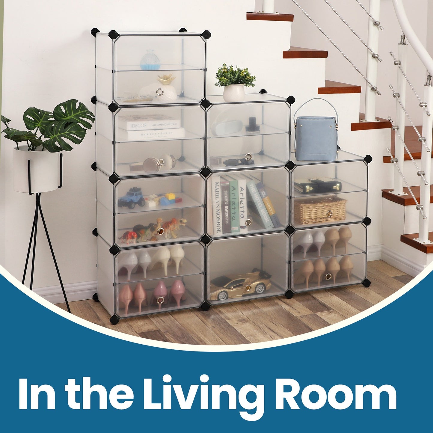 Plastic Cube Storage Organiser with Doors, Shoe Rack - image 3