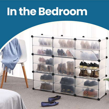 Plastic Cube Storage Organiser with Doors, Shoe Rack - image 4