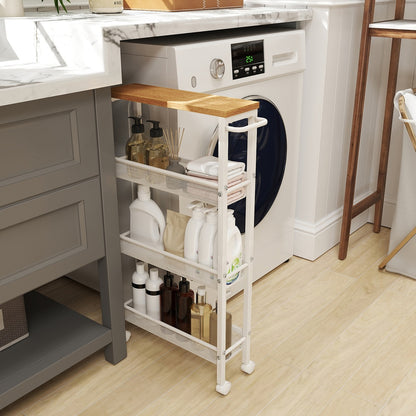 Slim Rolling Cart, 4-Tier Storage Cart, Narrow Cart with Handle - image 2