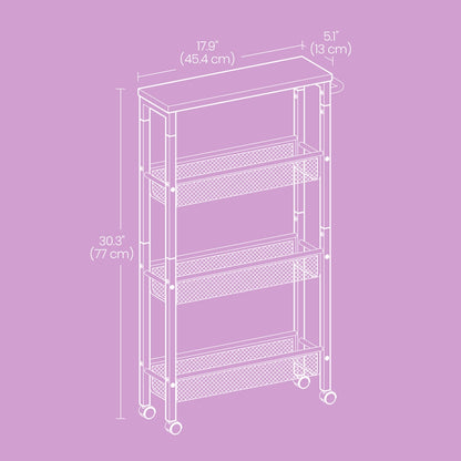Slim Rolling Cart, 4-Tier Storage Cart, Narrow Cart with Handle - image 4
