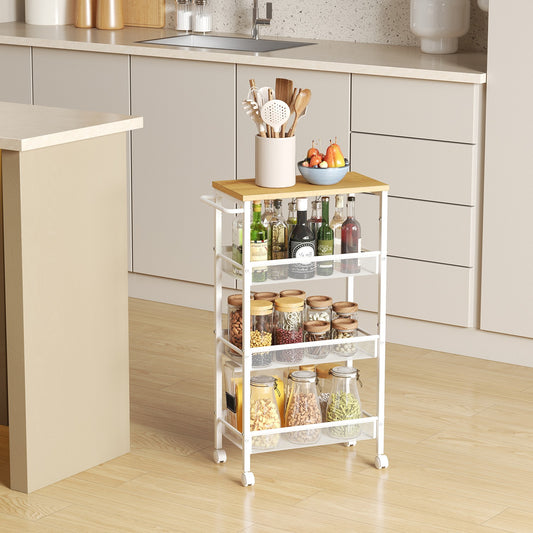 4-Tier Slim Storage Cart, Rolling Cart with Handle, Metal Frame - image 1