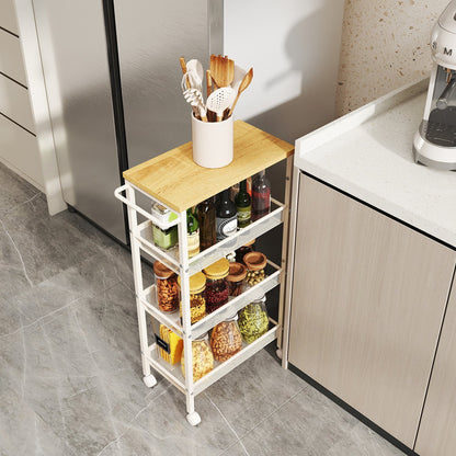 4-Tier Slim Storage Cart, Rolling Cart with Handle, Metal Frame - image 2