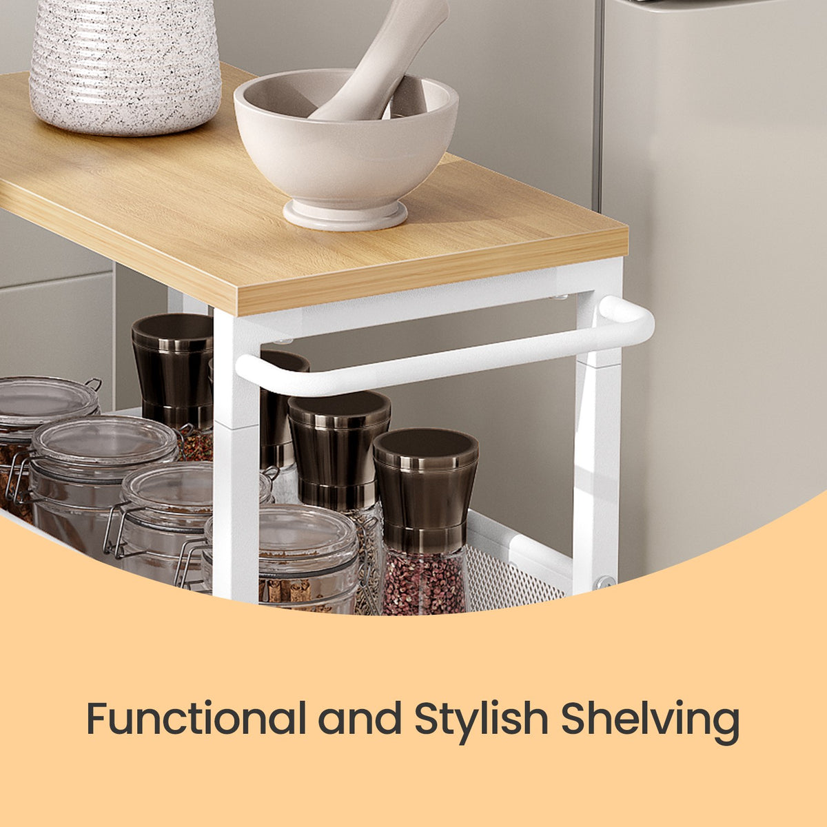 4-Tier Slim Storage Cart, Rolling Cart with Handle, Metal Frame - image 3