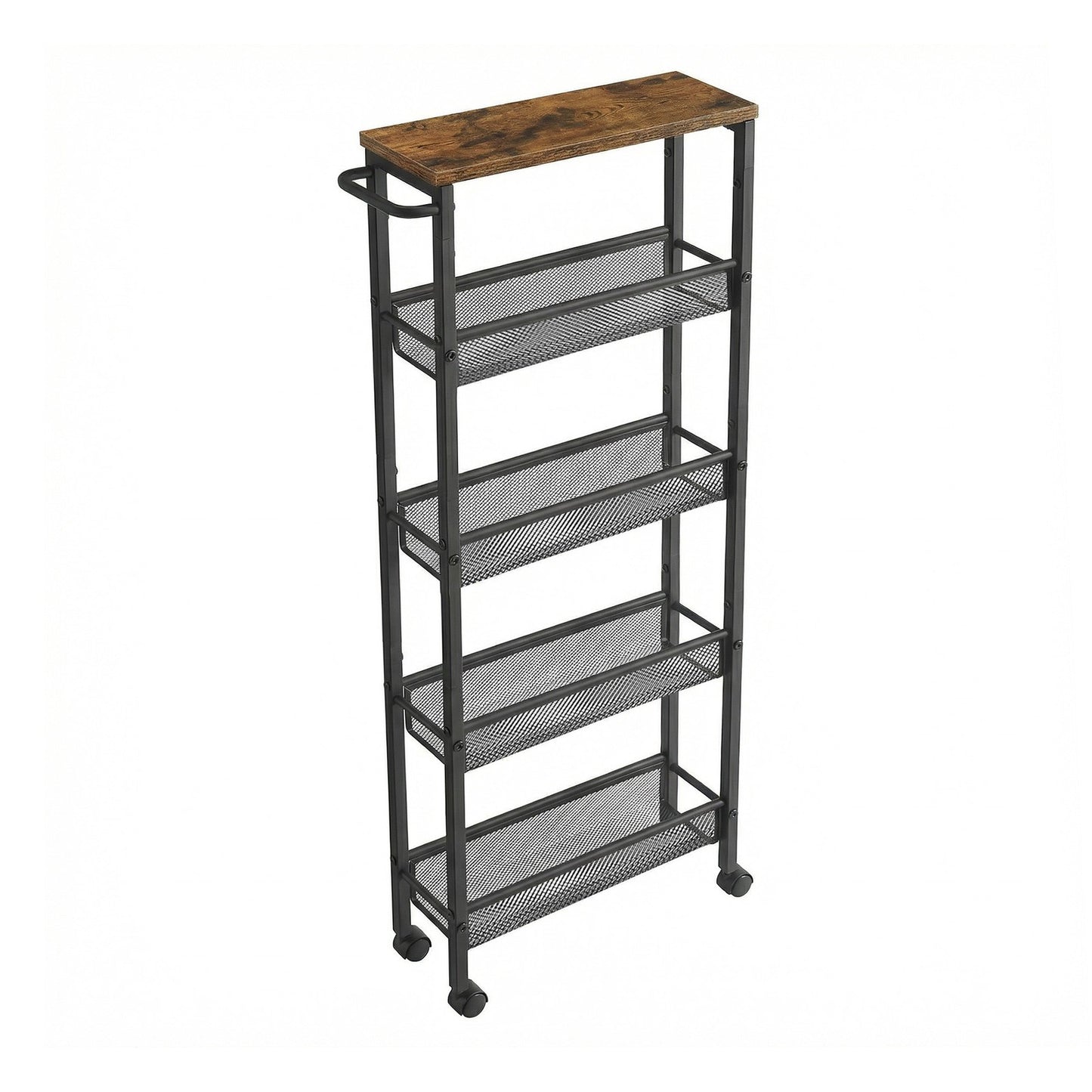5-Tier Slim Storage Cart, Rolling Cart with Handle, Metal Frame - image 1