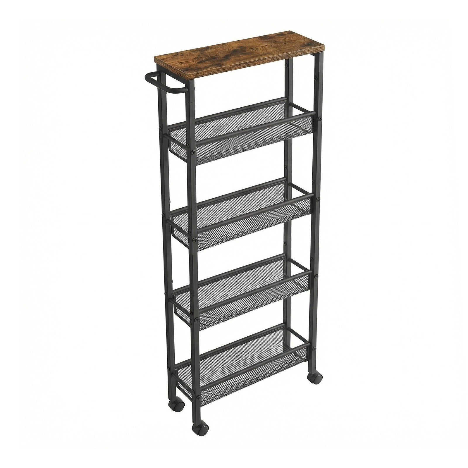 5-Tier Slim Storage Cart, Rolling Cart with Handle, Metal Frame - image 1