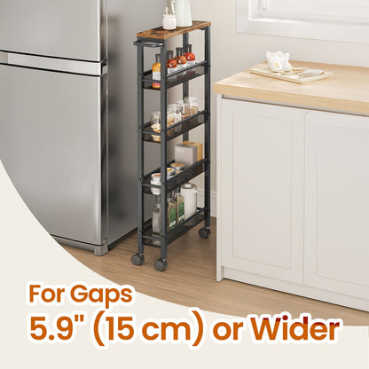 5-Tier Slim Storage Cart, Rolling Cart with Handle, Metal Frame - image 3