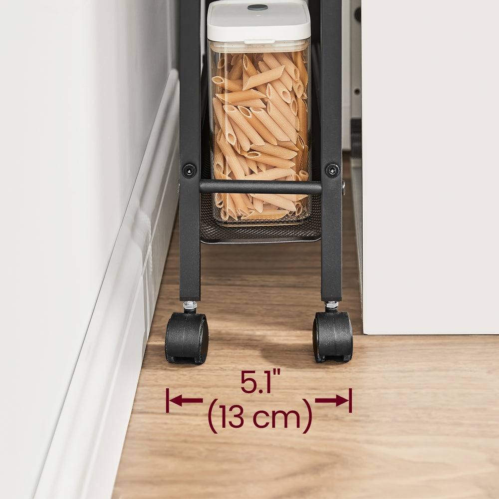 5-Tier Slim Storage Cart, Rolling Cart with Handle, Metal Frame - image 4