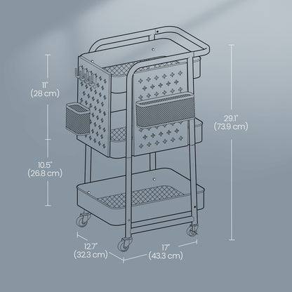Rolling Utility Cart, 3-Tier Storage Cart, 2 Removable Pegboards - image 5