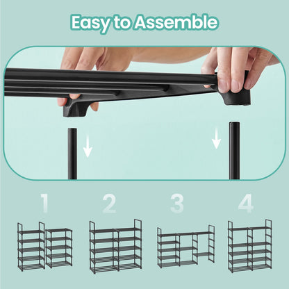 10-Tier Shoe Organiser, Adjustable Metal Shoe Storage Rack, for Hallway or Dressing Room, Black - image 4