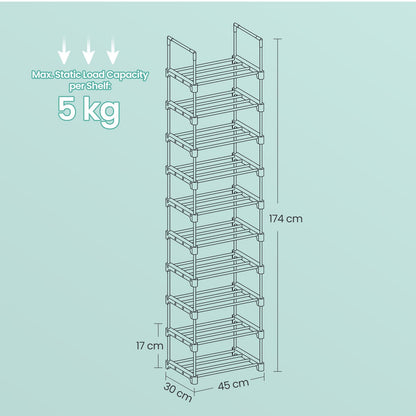 10-Tier Shoe Organiser, Adjustable Metal Shoe Storage Rack, for Hallway or Dressing Room, Black - image 5