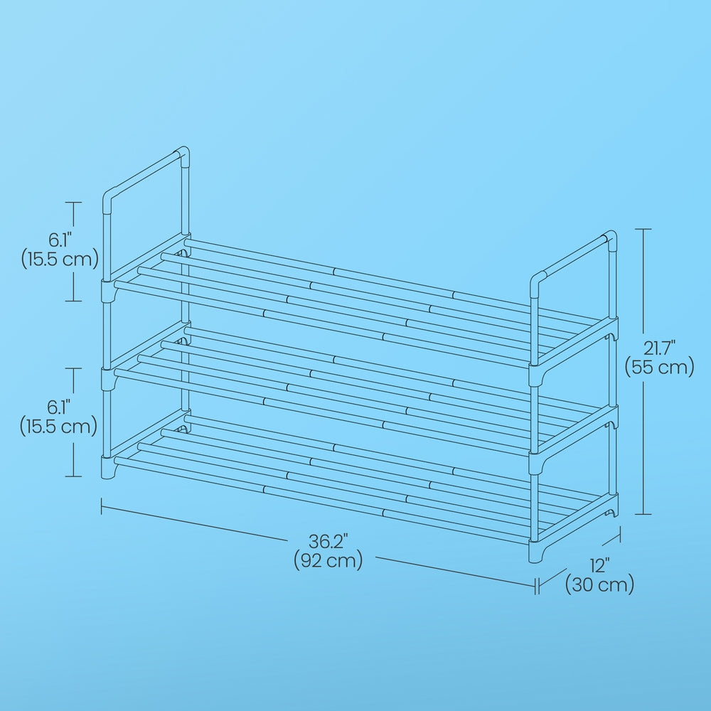 3-Tier Shoe Rack, Shoe Storage Organiser, Metal Storage Rack - image 2