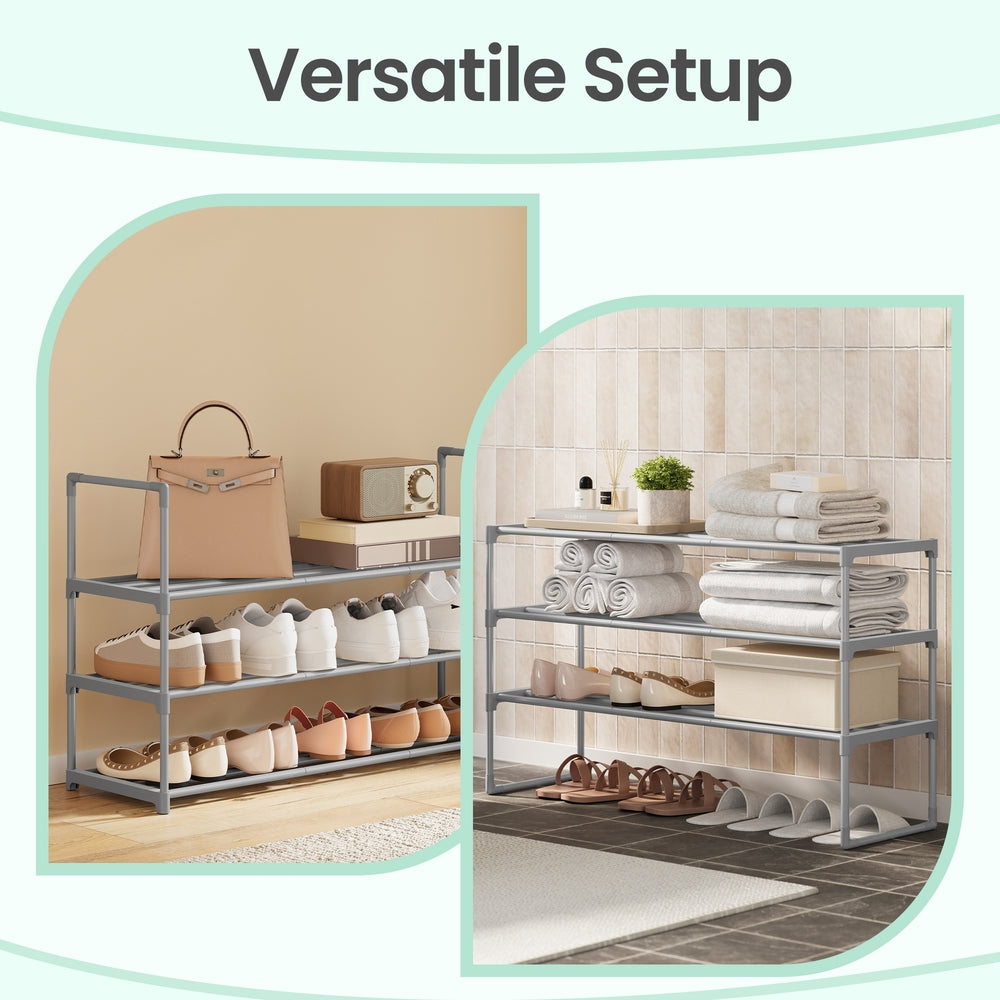3-Tier Shoe Rack, Shoe Storage Organiser, Metal Storage Rack - image 5