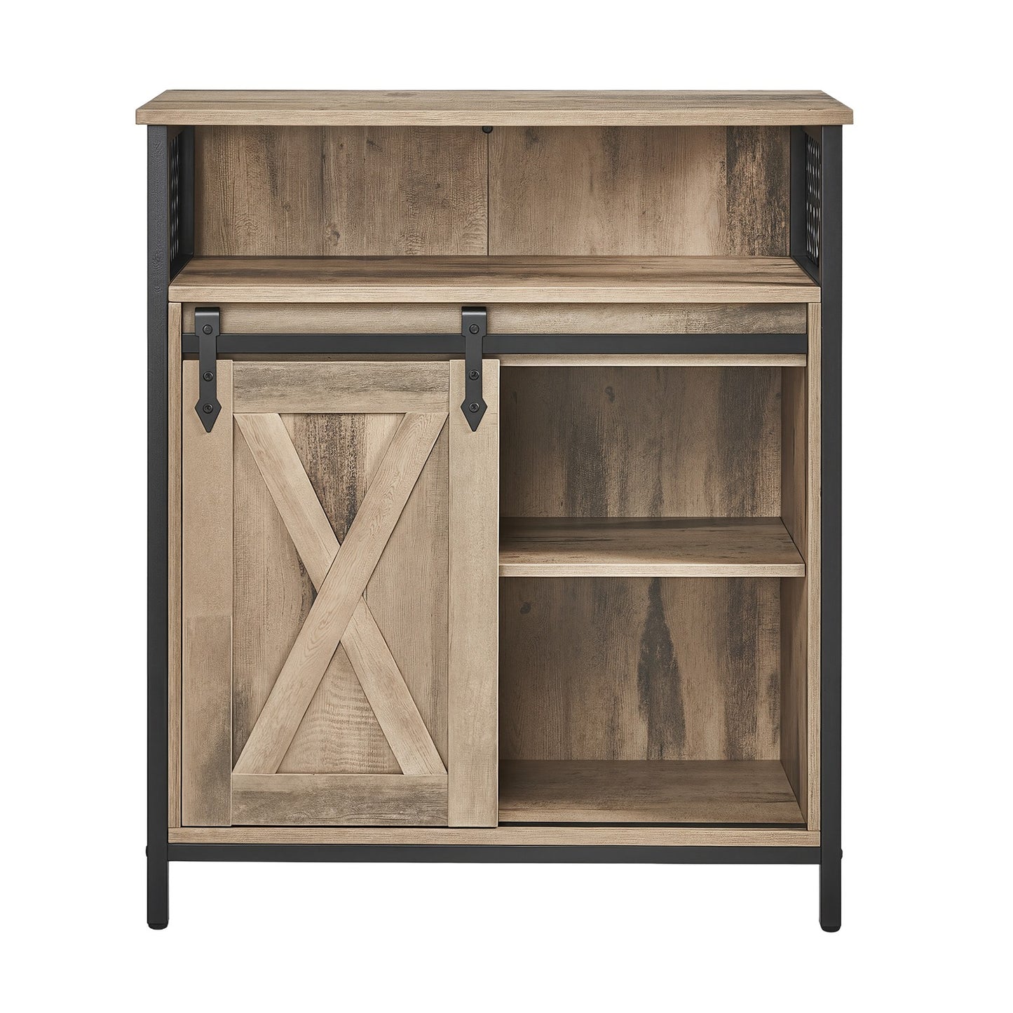 Buffet Cabinet, Sideboard with Open Compartment, Sliding Barn Door - image 2