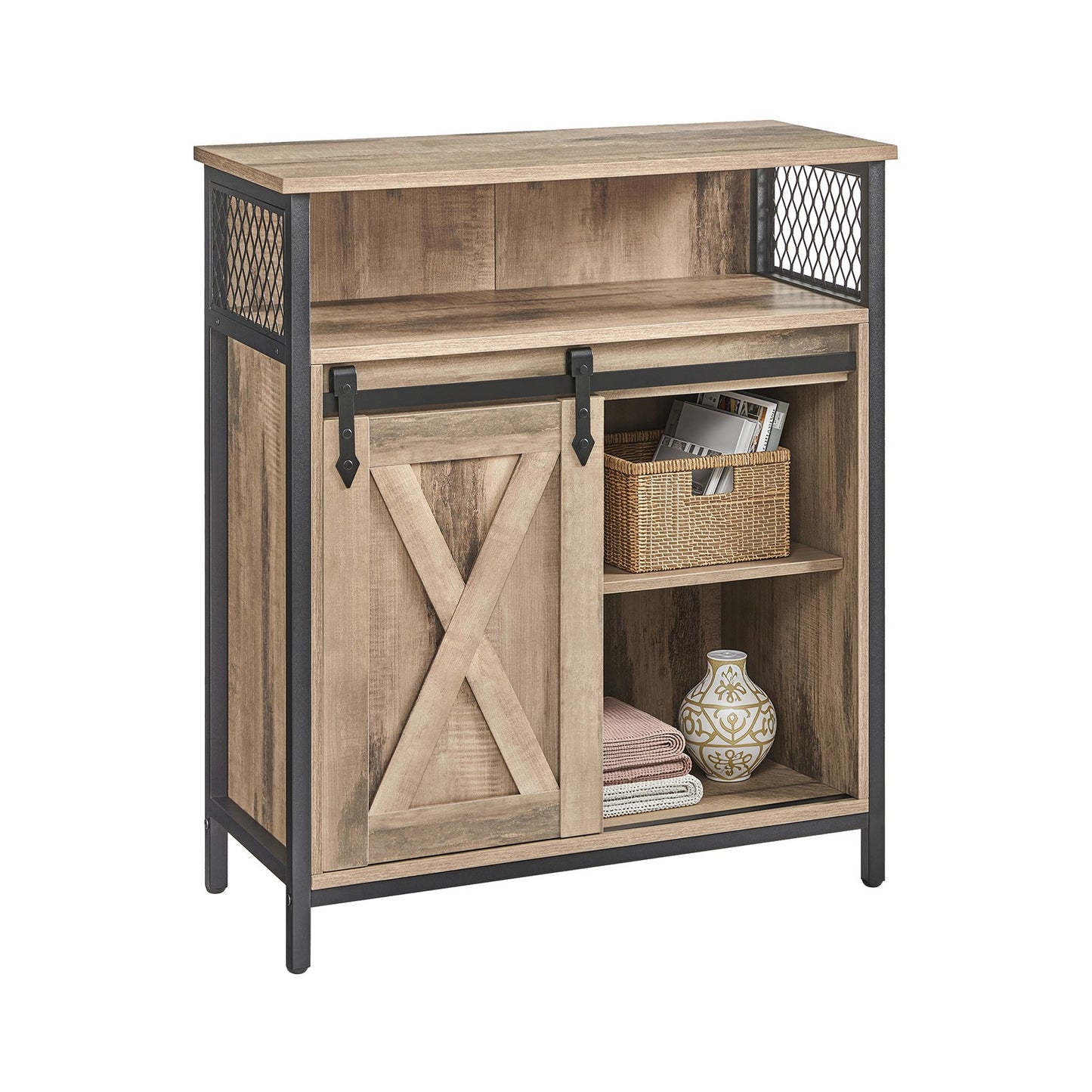 Buffet Cabinet, Sideboard with Open Compartment, Sliding Barn Door - image 3