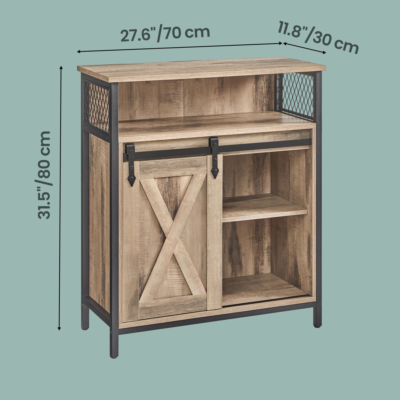 Buffet Cabinet, Sideboard with Open Compartment, Sliding Barn Door - image 4